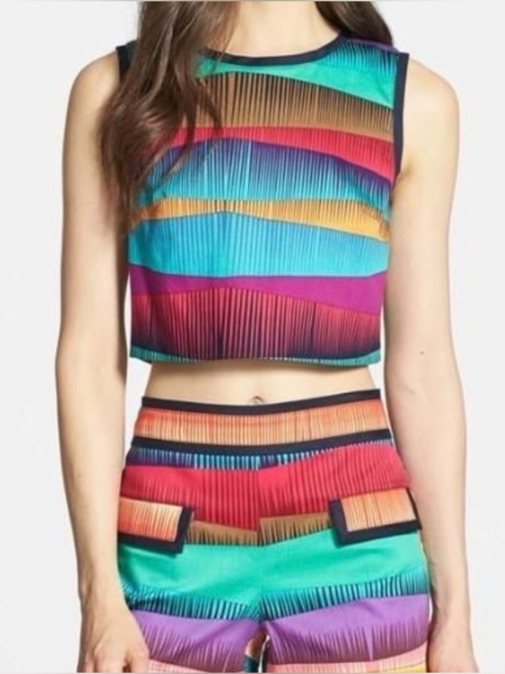 Trina Turk colorful stripped crop top